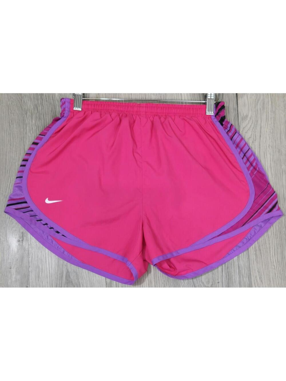 Nike Women Dri-Fit Pink With Purple Running Shorts Size M  Stripes